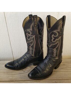 Panhandle Slim Mens Black Smooth Ostrich Leather Cowboy Western Boots 9 D 55113